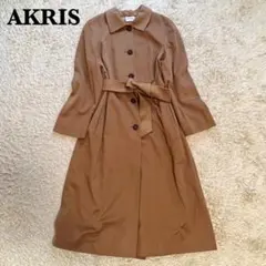 大きいサイズ✨アクリス ベルテッドコート カシミヤ100 ロングコート キャメル