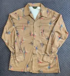 70s“Mr. Jan” 開襟シャツ オープンカラー ポリレーヨン Lsize