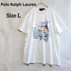 ポロラルフローレン　マリンTシャツ　白Tシャツ カジキ　Ｌサイズ コットン