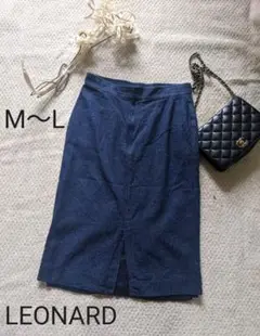 美品 シルク デニム膝丈スカート エレガンス