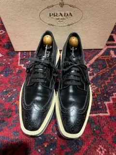 PRADA プラダプラットフォームレザーウイングチップシューズ