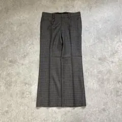 80s yzip ジップ チェック スラックス フレアパンツ ウール 100