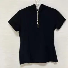 パーカー レディース Tシャツ 無地 半袖 ストレッチ スリム トップス