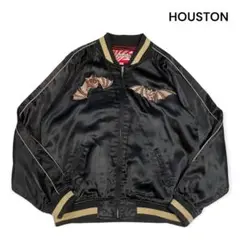 HOUSTON ヒューストン スカジャン 黒 エンジ L コウモリ スカル