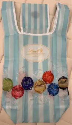 【限定品】Lindt ストライプ柄エコバッグ 水色