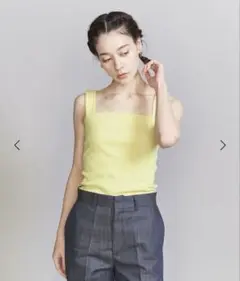 beauty&youth コットンブレンドベアタンクトップ イエロー