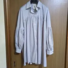 SEMICOUTURE ストライプ ロングシャツ ワンピース ビッグシャツ