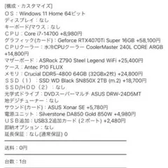ゲーミングPC セットi7-14700 RTX4070Ti SP 2024年購入