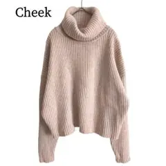 2539 美品 Cheek チーク タートルネックリブニット ベージュ M