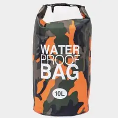 防水 ショルダー プール バッグ オレンジ×迷彩 10L バックパック