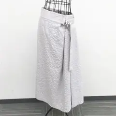 ミッシェルクラン ロングスカート フレア グレー ストライプ柄 上品 可愛い