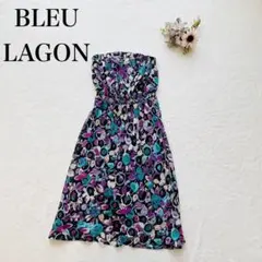 【BLEU LAGON】ベアトップワンピース（フリー）総柄 ウエストゴム フレア