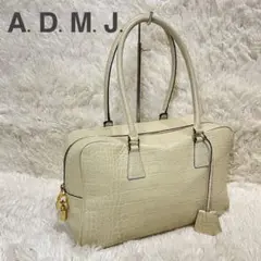 美品★ADMJ/アクセソワ /ハンドバッグ/クロコ 型押し/ベージュ