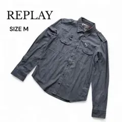 REPLAY リプレイ メンズ 長袖 シャツ M ダークグレー