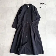 MHL NATURAL COTTON OXFORD シャツワンピース 紺 Ⅱ