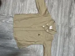 ベージュ ストライプ 長袖シャツ