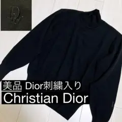 美品クリスチャンディオール ニットセーター ハイネック CD刺繍 M