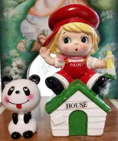 1970年代 ペンキ塗りの男の子貯金箱【屋根の上】 内藤ルネdesignではない