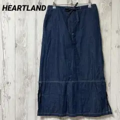 【HEARTLAND】デニム　ロングスカート　カジュアル　薄手　ゴムウエスト　L