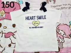 (150)肩りぼん＊ハート柄＊Tシャツ＊半袖＊女の子＊しまむら