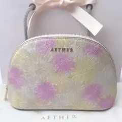 新品 AETHER マーガレット型押しレザー マルグリートコスメポーチ イエロー