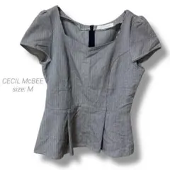 【セシルマクビー】CECILMcBEE ペプラムトップス ストライプ ファスナー