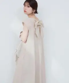新品！natural couture バックリボンテントワンピース ベージュ