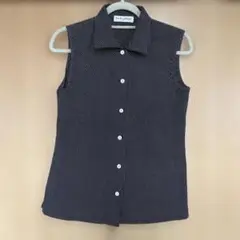 ノースリーブシャツ ネイビー/ホワイト ドット柄 160cm