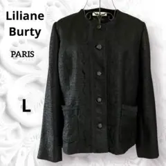 【Liliane Burty】ノーカラージャケット ❤︎黒 L /美品