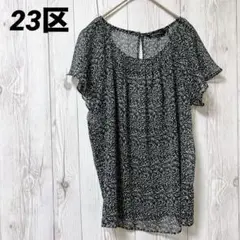 【23区】半袖シャツ　総柄　透け感　シフォン　薄手　L　大人