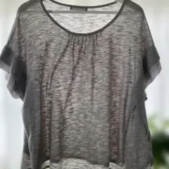 シースルーオーバーサイズTシャツ グレー メルローズ（ａｌｃａｌｉ)