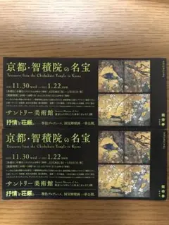 京都・智積院の名宝 招待券 チケット 2枚 サントリー美術館