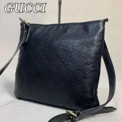 412B31|美品|グッチ GG シマ ショルダーバッグ 本革 黒