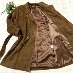 総柄✨MAISON DE LILIANA ベルト付　裏地ストライプ　ウールコート