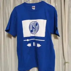 メンズTシャツ音楽プレーヤー風デザイン 青　サイズM