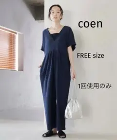 coen早い者勝ち＊超美品＊サッカーチェックオールインワンサロペット