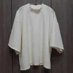 モックネックプルオーバー 七分袖 Mサイズ アイボリー アクアガレージ