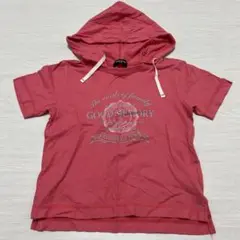 コムサイズム フード付きピンクTシャツ