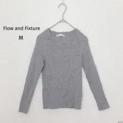 フローアンドフィクスチャー|グレー長袖リブニットセーター【M】伸縮性 フィット