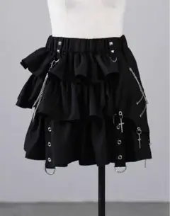 【新品】レフレム フリルティアードスカート ブラック CO4642 レフレム