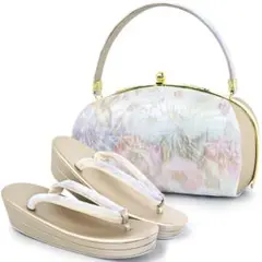 草履バッグセット 振袖用 帯地 ゴールド 桜 フリーサイズ w49-8 草履バッグセット 振袖用 帯地 ゴールド 桜 フリーサイズ w49-8