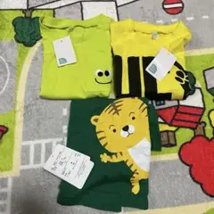 新品未使用 Tシャツ3枚セット 西松屋 トラ 90cm イエロー グリーン 緑