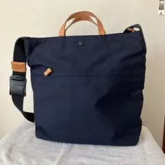 ネイビー ショルダーバッグ レザー付き