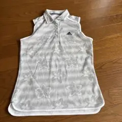 adidas フラワーパターン ノースリーブポロシャツ　Lサイズ