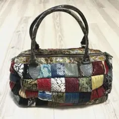 【希少】パッチワークハンドバッグ エナメル デザイン
