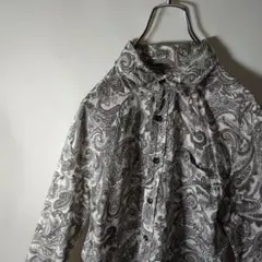 【人気デザイン】ペイズリー柄 総柄 コットン 長袖シャツ
