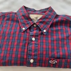 Hollister 赤と青のチェック 長袖シャツ XL