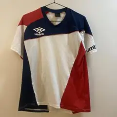 K1153 アンブロ 半袖スポーツウェアTシャツ ホワイト ネイビー メンズ M