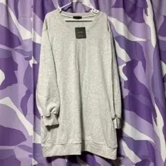 Lsize 裏起毛 グレー スウェットカットソードレス