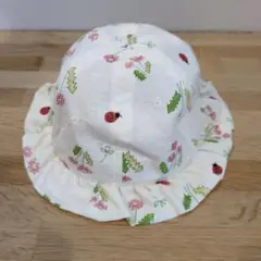 花とテントウムシのフリルハット 46cm